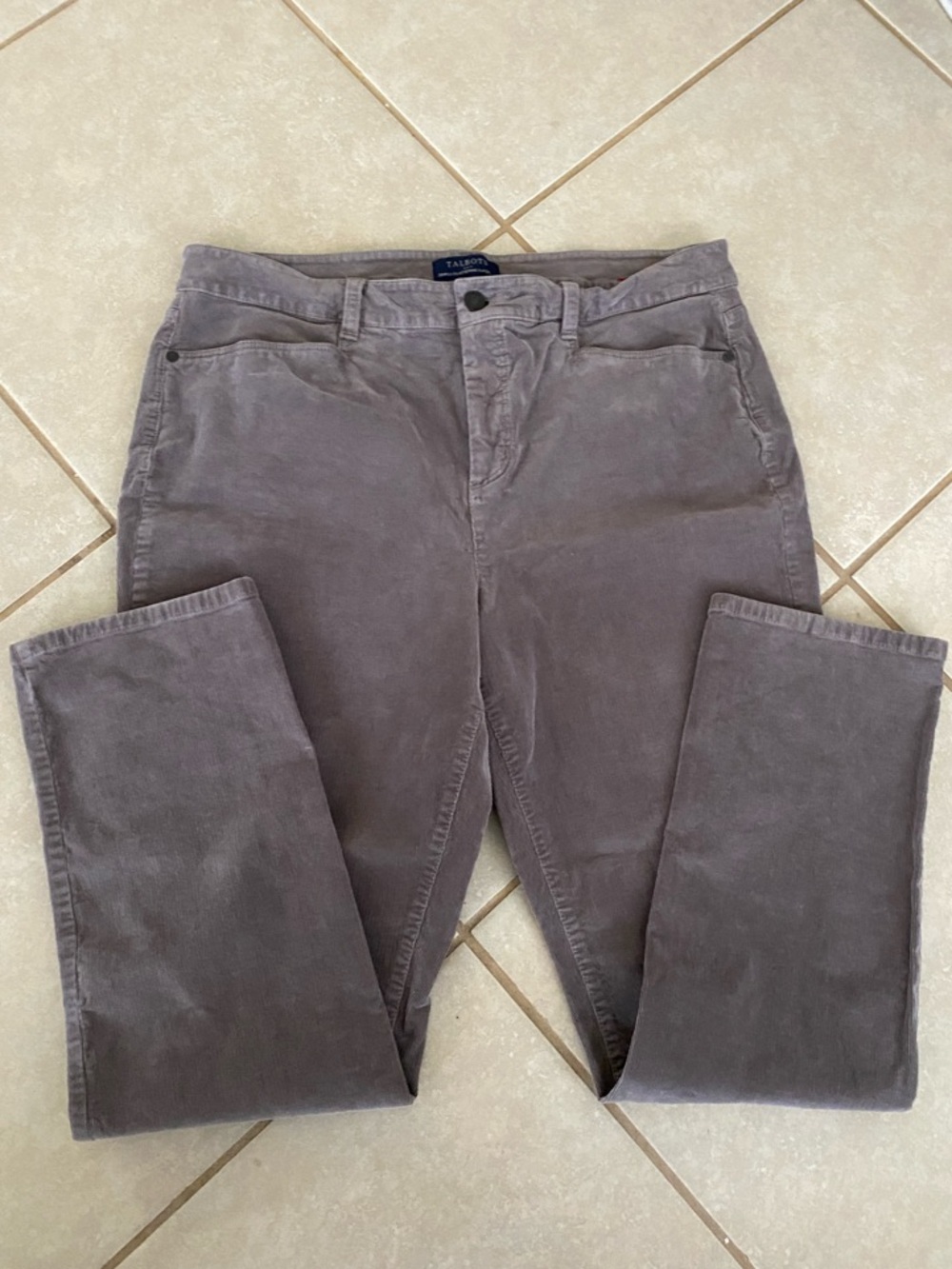 Talbots Simply Flattering 5-pocket Grey Corduroy Straight-Leg Pants Plus SZ 16